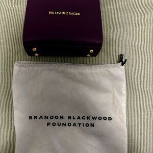 Brandon Blackwood Deep Purple Bag with Gold Details
